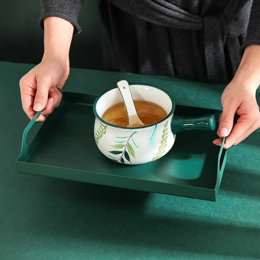 

1Pcs Iron Rectangular Tray Handles Practical Long Lasting Use Serve Party Snacks Appetizers Desserts Buffet Table