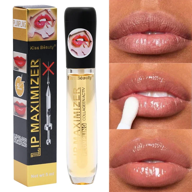 5ml Transparante Hydraterende Lip Olie Plumping Repareren Verminderen Lip Fijne Lijn Glans Fleuren Voeden Lip Serum Make-Up Cosmetica