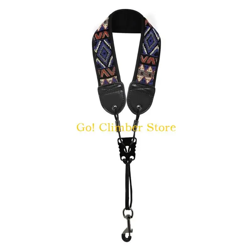 حزام رقبة عملي للساكسفون Q84C مع خطاف ثابت بإبزيم سميك ومبطن #5