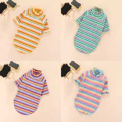 Summer Dog Striped T-Shirt Dog Shirt Breathable Pet Apparel Colorful Puppy Sweatshirt Dog Clothes for Small To Medium Dogs Puppy