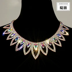 Collar de danza del vientre para mujer adulta, accesorios de competición de rendimiento profesional, escenario latino de gama alta, Baile Estándar Nacional