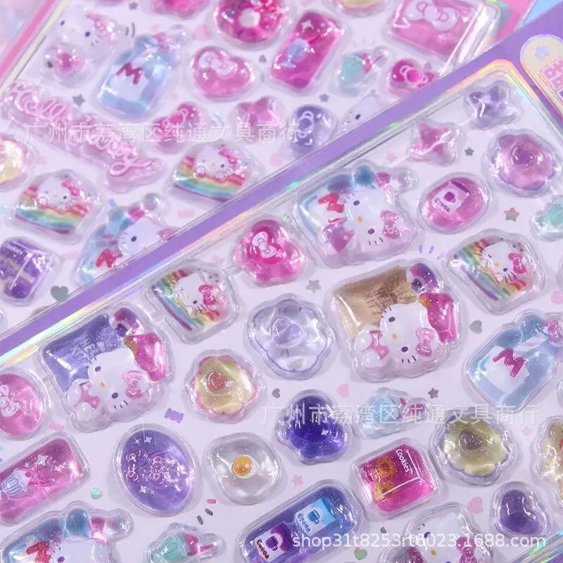 

Sanrio Hello Kitty рельефная наклейка трехмерная прозрачная хрустальная наклейка для украшения телефона девушка мультфильм милый узор наклейка