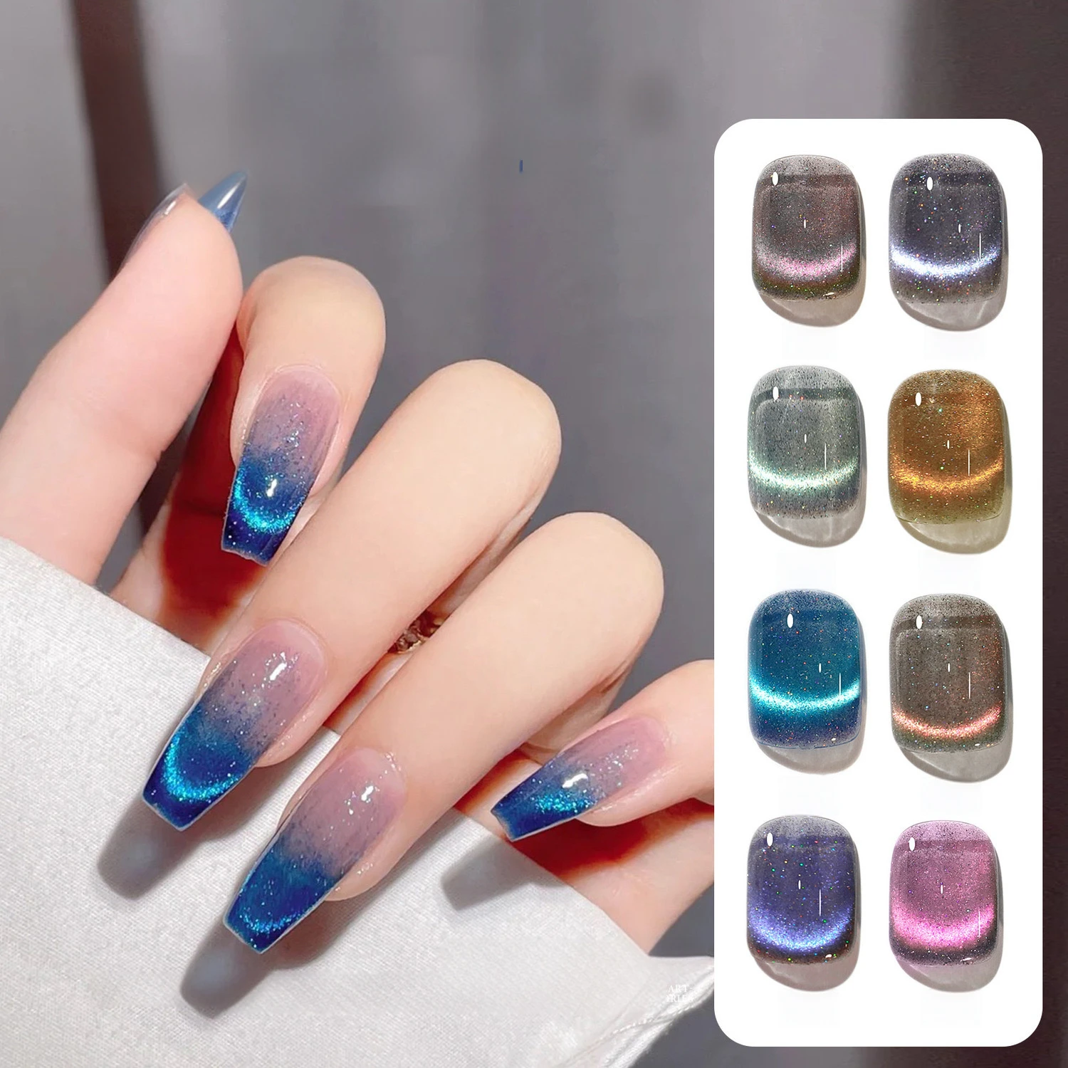 

SMQBlue Crystal Cat Eye Rainbow Magnetic Gel Nail Polish Glue Variety Glue Nail Art Shiny Varnish UV Gel for Nail Art Design