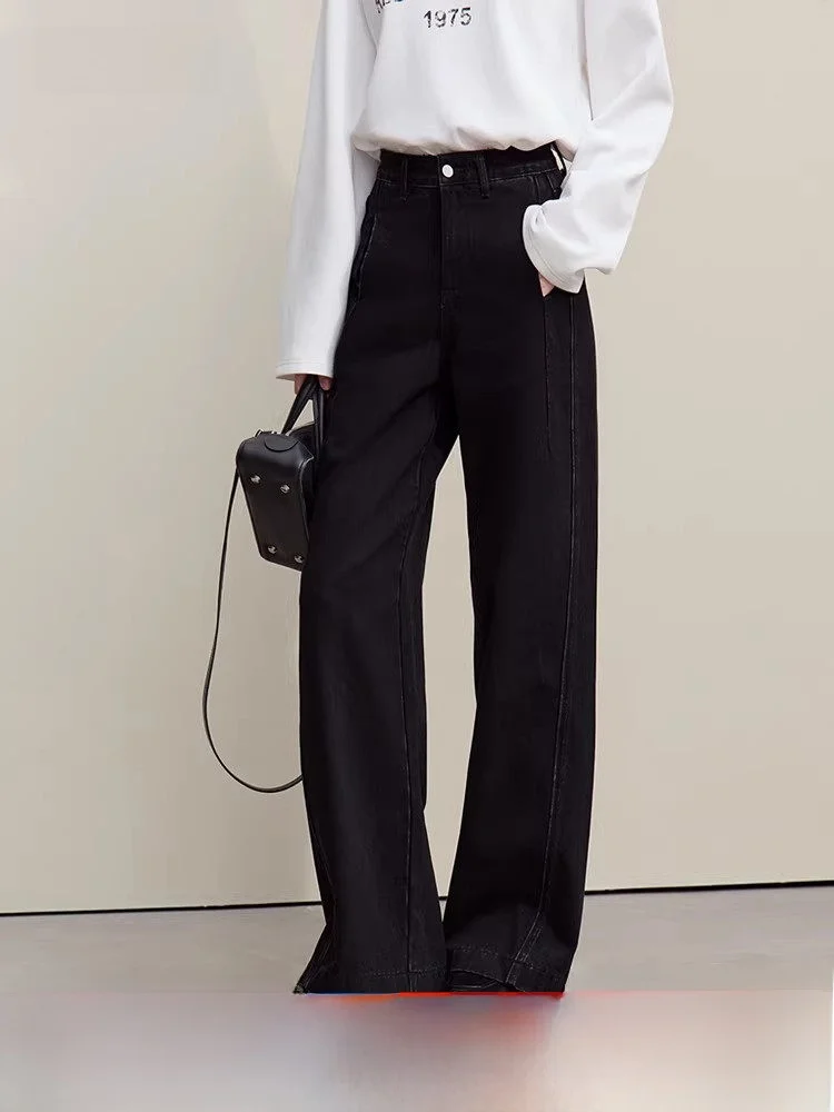 

Удобные хлопковые широкие джинсы, женские свободные повседневные брюки, новые весенние джинсовые брюки, универсальные весенние женские сезонные брюки