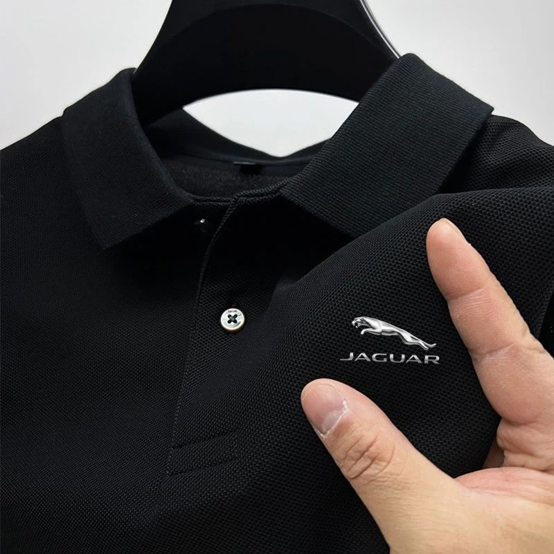 

new Jaguar printed T-shirt high-end men's customized knitted polos summer casual breathable short sleeves soft and comfortable