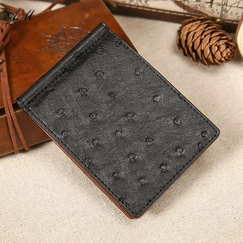 Real Genuine Ostrich Skin Men Wallet Purse Short Size Case Bank Credit Card Holder Money Case Wallet High End Quality