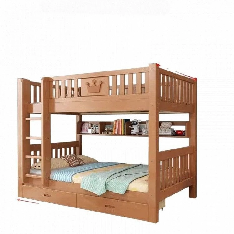 

Children's solid wood bed, double dormitory bunk two layers of rubber wood bed