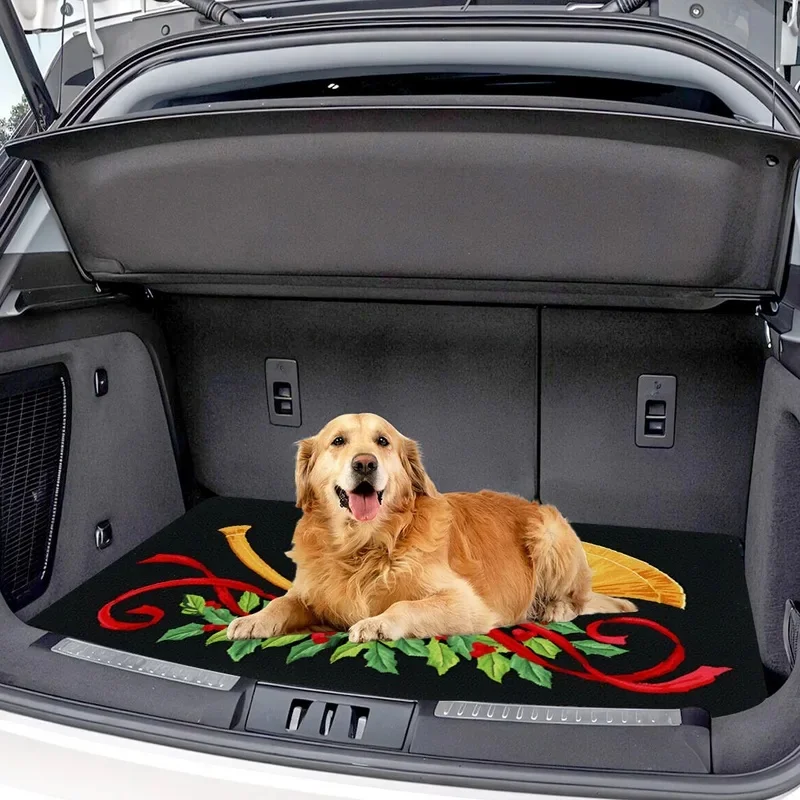 1pc Abstract Art Pattern Printed Trunk Mat, Velvet Material, Easy To Clean, Keeps The Interior Clean, Protects The Vehicle Inter