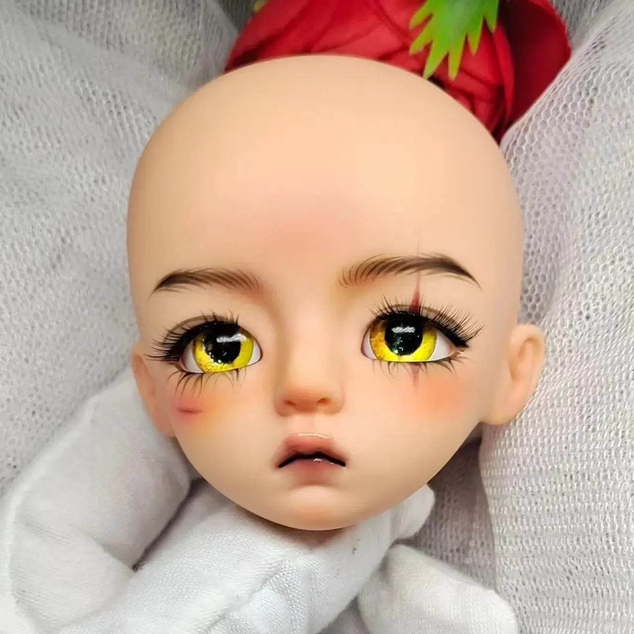 女性人形のメイクアップの頭の部分、1:6 bjd、白い日焼けした肌、メイクアップで頭を開く、女の子のためのDIYおもちゃ、30cm