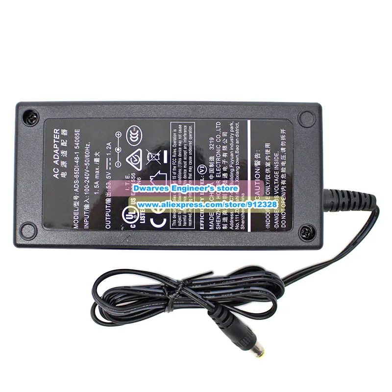 Genuine ADS-65DI-48-1 54065E AC Adapter 53.5V1.2A 64W Laptop Charger for Hoioto ADS-65DL-48-1 54065E 5.5x 3.0mm Tip Power Supply