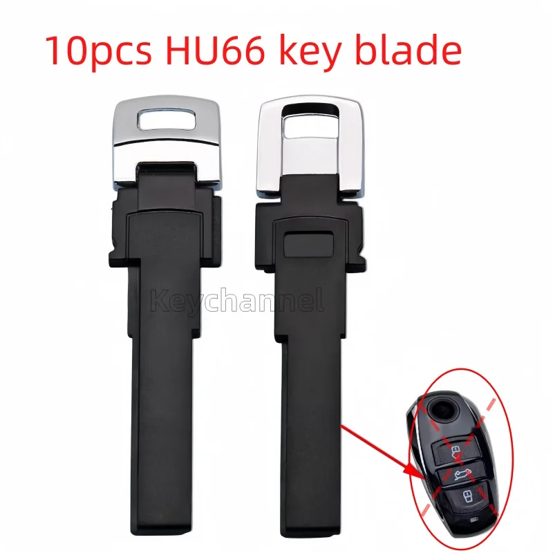 

keychannel 10pcs Car Smart Key Blade Keyless Fob HU66 Blank Plastic Emergency Key Blank Spare Door Key for Touareg‌ Smart Remote