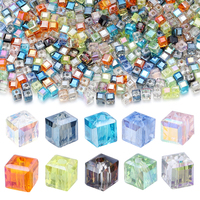 50pcs 4/6/8mm Square Faceted Glass Crystal Beads Loose Spacer Cube Beads for Jewelry Making DIY Bracelet Accessories Wholesale