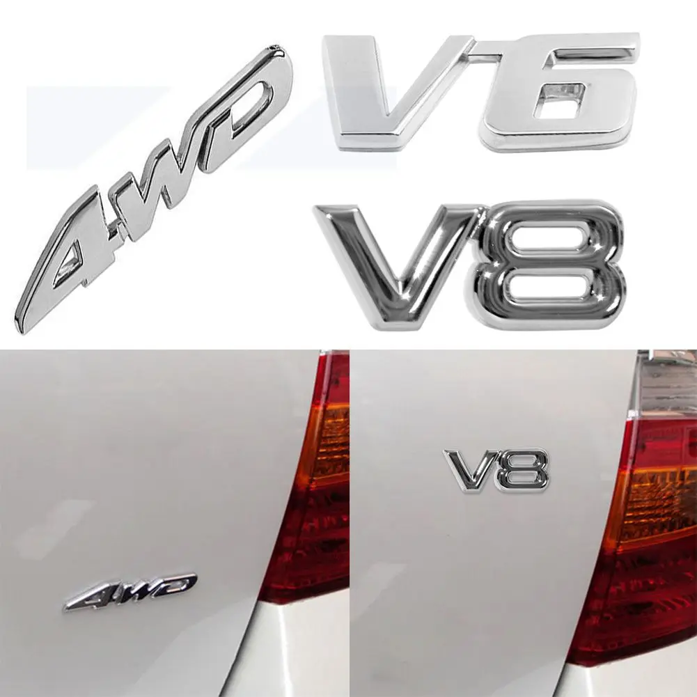 Silver Car Styling Chrome  Emblem Badge Vehicle Tailgate  3D Auto Decal Car Sticker Trunk Lid