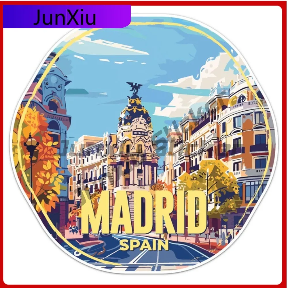 

Spain Madrid City Trendy Wall Waterproof Decal Bumper Car Decal Sticker Helmet Stylish Motorcycle Wall Durable Car Wall