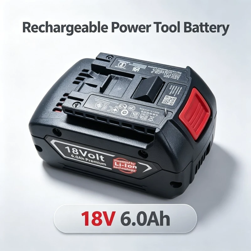 18V 4.0Ah/6.0Ah Li-ion Rechargeable Power Tool Battery For Bosch 18V Cordless Tools BAT609 BAT618 GSR GSB GDR Series with LED