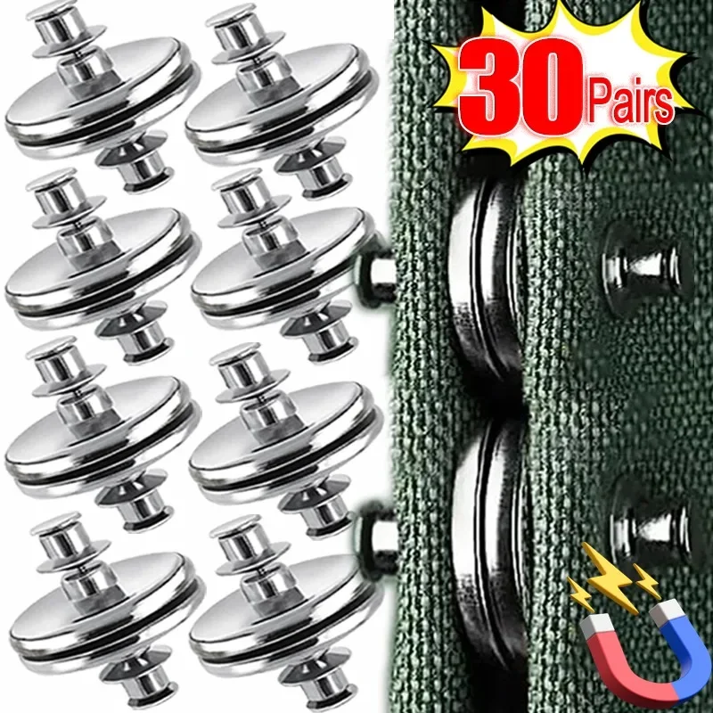 1-30pcs Curtain Magnets Button Nail Free Detach Curtain Magnet Buckles Adjust Window Screen Clip Prevent Light Magnetic Buckle