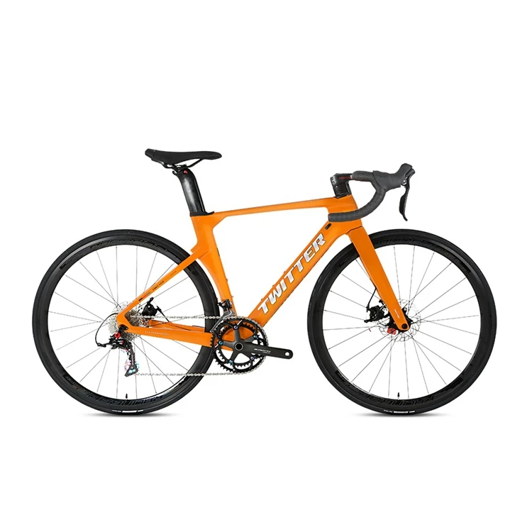 

2021 Twitter New Design R10 52cm Complete Road Bicycle Women 700c Disc Carbon Fiber Road Bike with 22 Speed Lever