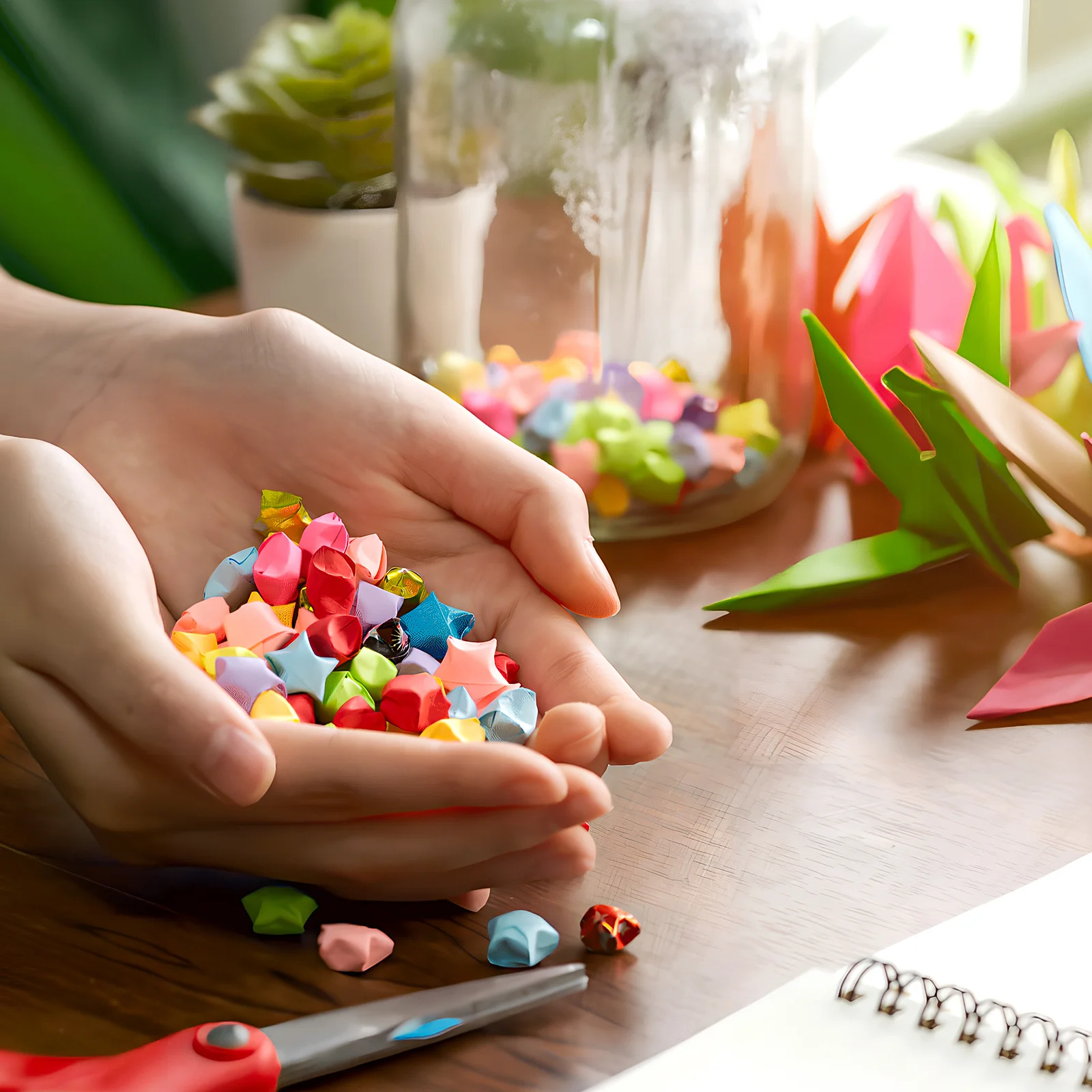 1040 قطعة شرائط ورق اوريغامي اللامعة أوراق الحرف اليدوية الملونة لتقوم بها بنفسك صنع النجوم النشاط التعليمي هدايا الحفلات اوريغامي #2