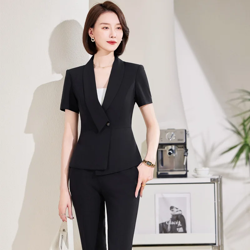 Business Suit Women's Short-Sleeved Medical Plastic Surgery Beautician Work Clothes Hotel Front Desk Jewelry Store Suit Summer