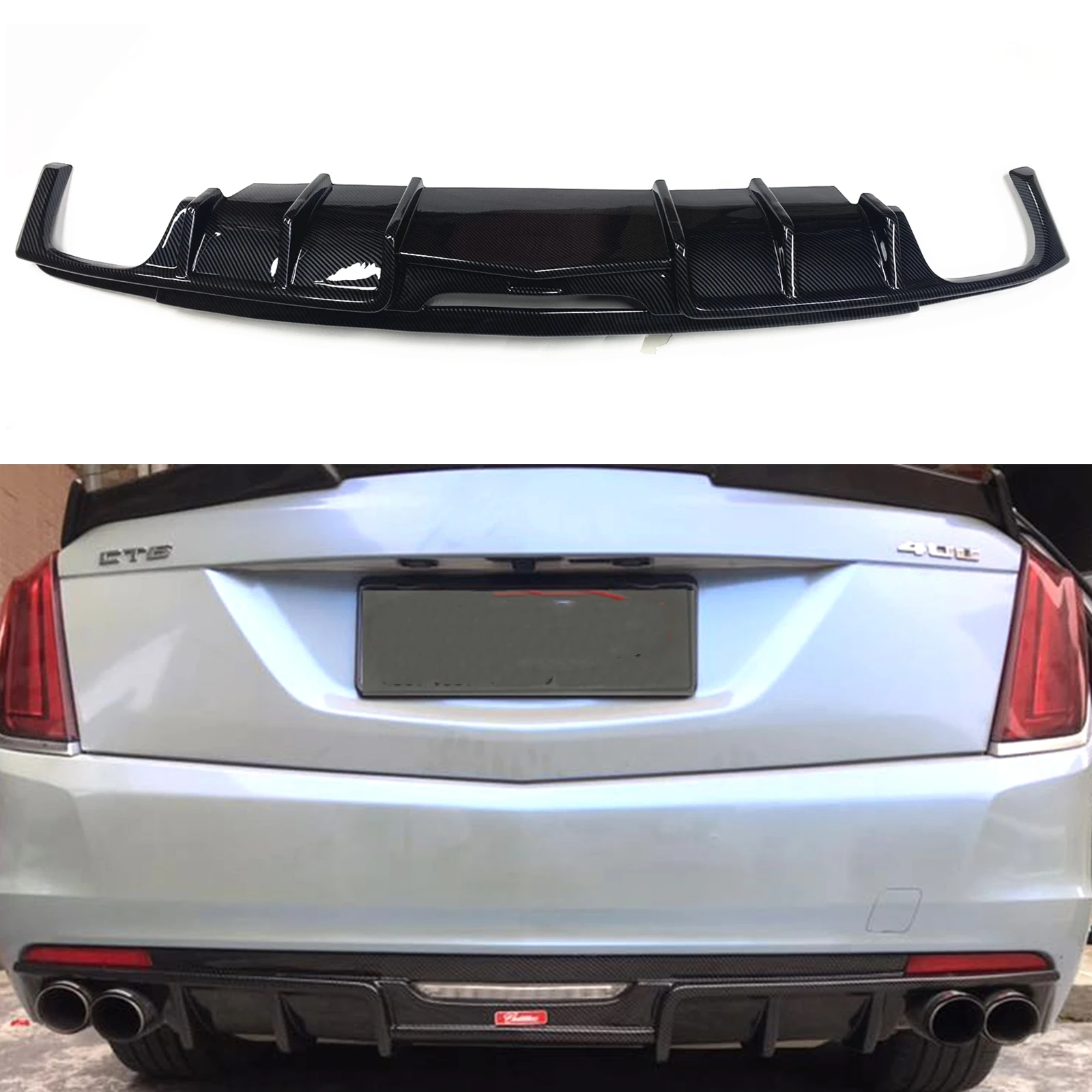 

Car Rear Lower Bumper Diffuser Lip Refit Boot Flare Exhaust Out Guard Splitter Spoiler Plate For Cadillac CT6 2016-2020