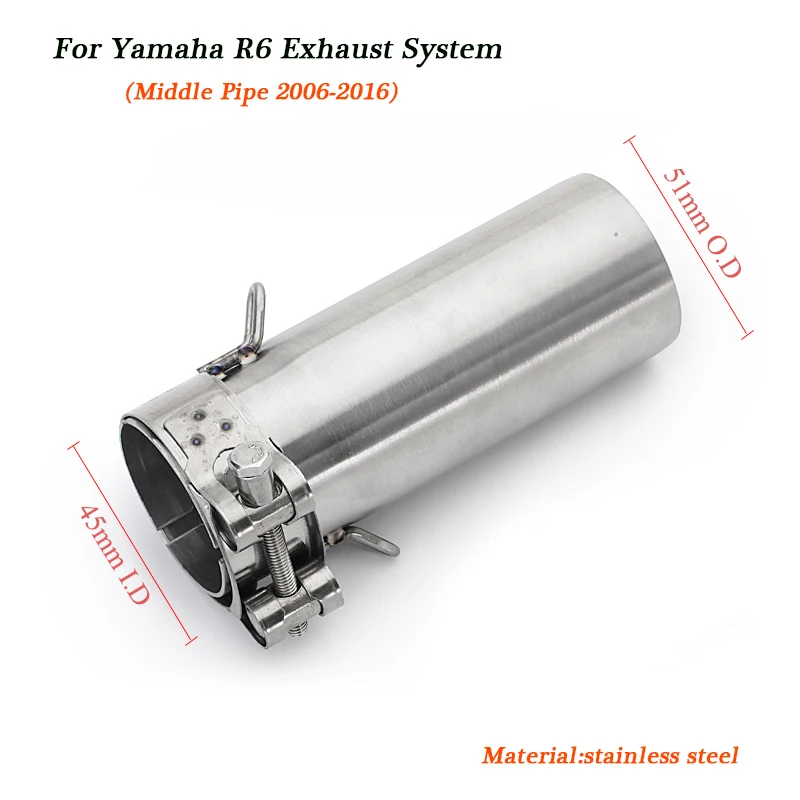 

Full System Motorcycle Exhaust Muffler Middle Link Pipe Tips Stainless Steel Slip On For YAMAHA YZF-R6 2006-2023