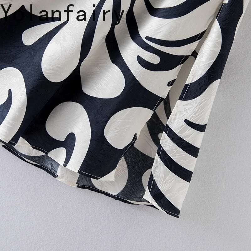 YOLANFAIRY High Street 93% Gonna in raso di seta di gelso Donna 2025 Estate elegante gonne lunghe a coda di pesce Stampa gonna elastica in vita