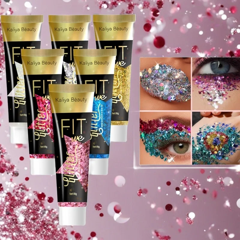 6PCS glitter gel  sparkle sparkle lasting make-up a wash for face, hair, stage show, carnival necessities