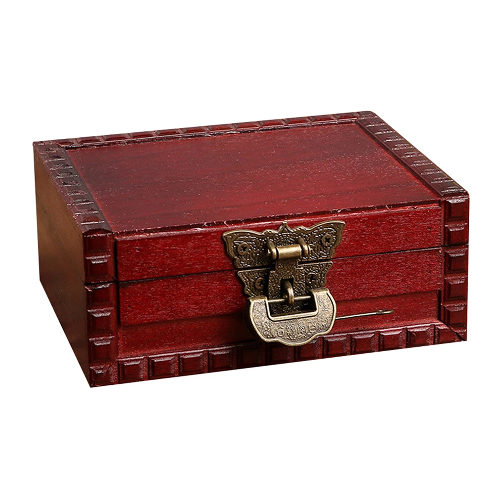 

1pc Retro Jewelry Storage Box Wooden Alloy Organizer for Bracelets Rings Earrings Necklace Watch Accessories Portable Container