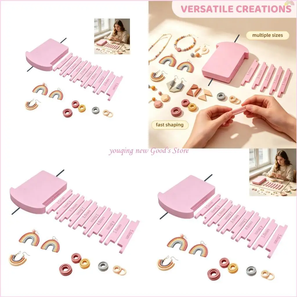 57QA DIY Earring Clay Tool Set with Roller Board and Thickness Sliders Polymer Clay Snake Mold for Charm Hoops and Handmade