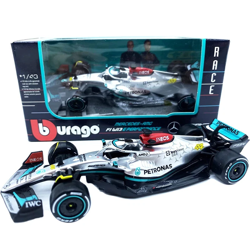 Bburago 1:43 F1 Ferrari Mclaren Red Bull Mercedes-AMG Equipe W13 # 44 Hamilton # 63 carros fundidos em liga metálica modelo brinquedos presentes de Natal