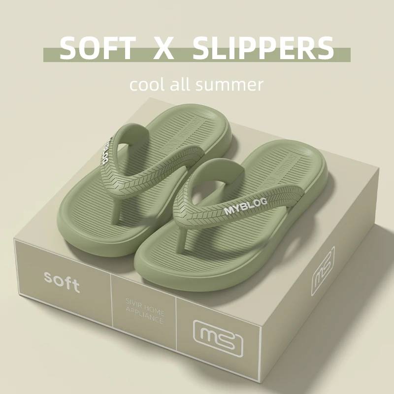 

Anti-Slip Comfortable Thick-Heeled Women's Sandals Casual Beach Slippers EVA Material Flat Bottom for Outdoor Summer Leisure