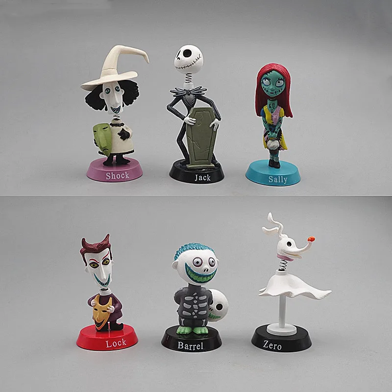 

6Pcs/Set The Nightmare Before Christmas Car Interior Decoration Action Figure Jack Saly Zero Decoration Animation Accessories