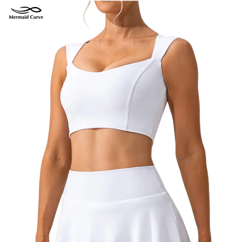 

Mermaid Curve Sleeveless Yoga Tank for Running Training Fitness Built-in Chest Pad Vest Quick Drying Sports Crop Top for Women