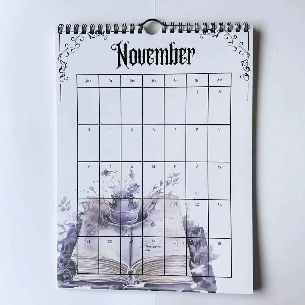 Daily Weekly Monthly Planner 2025 Calendar Gothic Paper Wall Calendar Home Ornaments Hangable Gothic Monthly Calendar Gift