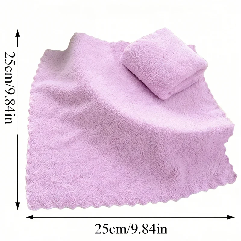 10pcs 25*25cm Coral Velvet Quick Drying Microfiber Towels Cleaning Wipes Square Washcloth Hand Towel Soft Water Absorption