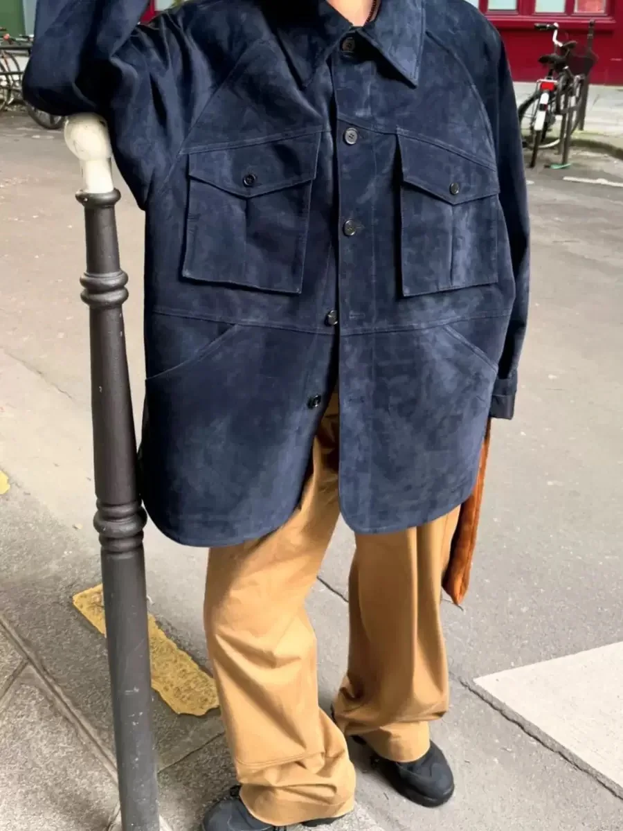 

PREON Workwear Sle Suede Casual Collar All-Match Outerwear Polyester Long Sve Collar Single Button Closure Pure Color