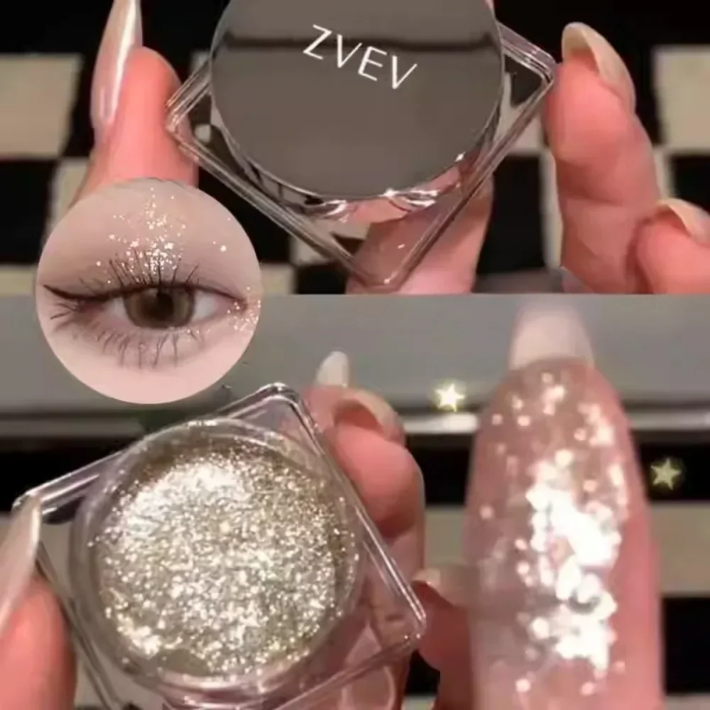 Black Eyeshadow Gel Makeup Palette Metallic Dark Silver Wet Eyes Shadow Highlighter Cosmetics Glitter Punk Smoky Косметика