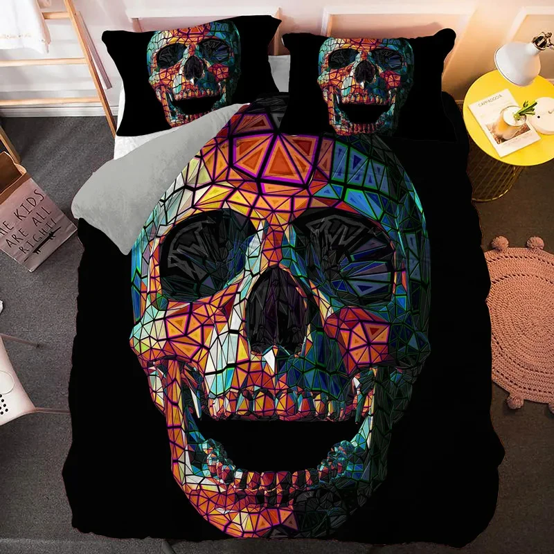 3D Skull Bedding Sets Queen King Size Luxury Sugar Skull Duvet Cover Set Quilt Cover with Pillowcase Bed Cover Set Bedclothes