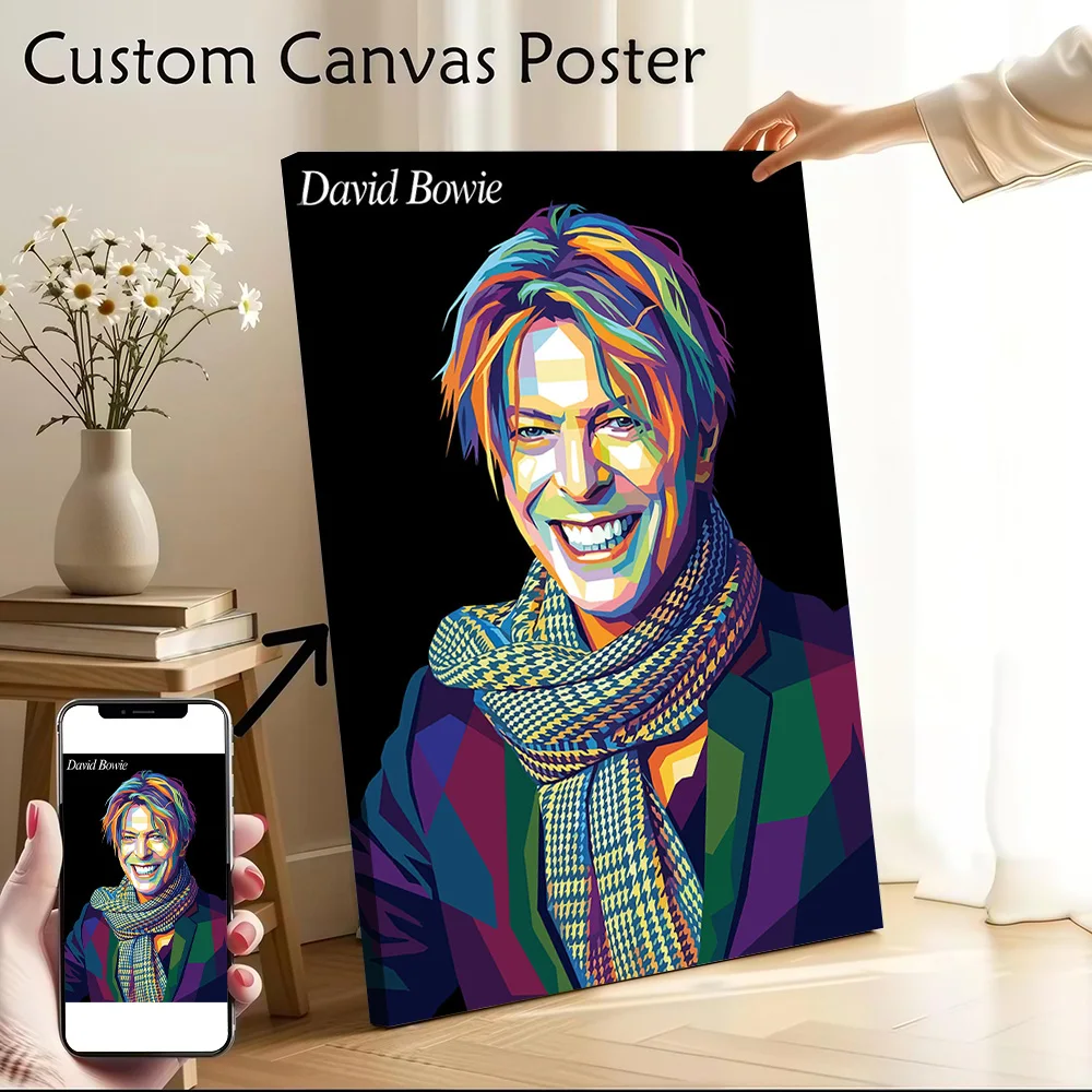 David Bowie Pop Art Portrait Canvas Poster Wall Art Customizable High Quality Printed Picture for Home Decoration Ornaments Room