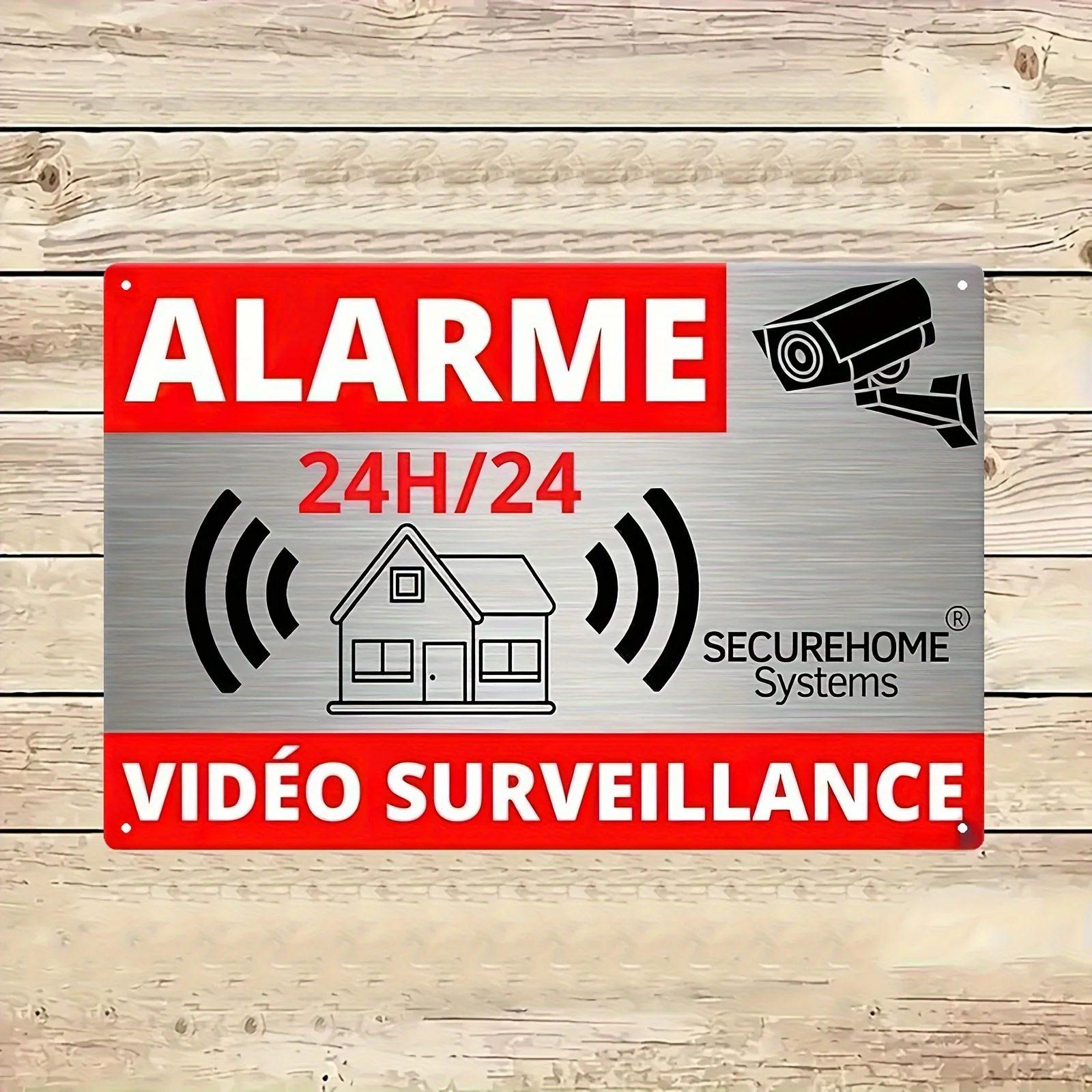SecureHome Systems – panneau d'alarme de vidéosurveillance 24/7, Plaque de sécurité murale avec Design traditionnel de Style Bar, pour