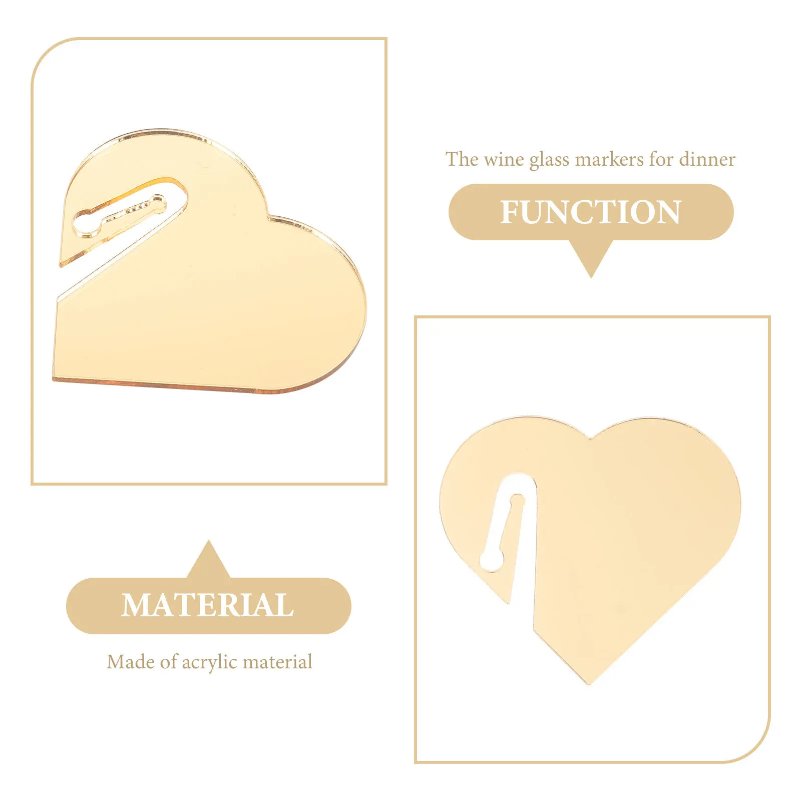 

50Pcs Acrylic Heart Shaped Drink Markers Delicate Reusable Portable Cup Markers Wine Charms for Dinner Party Drink Tags