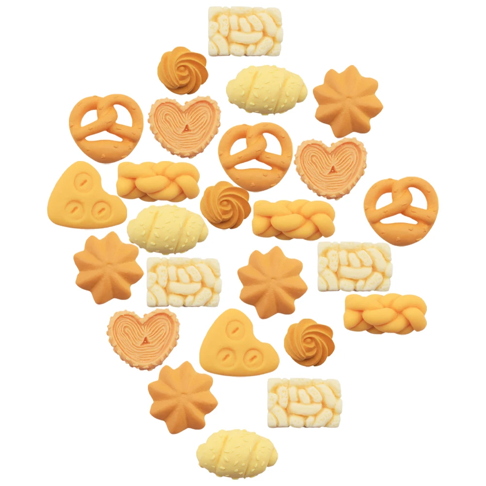 

40 Pcs Miniature Bread Cheese Biscuit Dessert Models Handmade Phone Case Decor Craft Supplies DIY Cookie Prop Toy Accessories