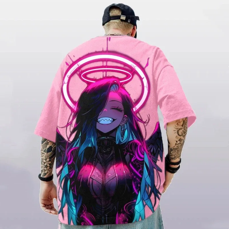 جديد عصري الرجال تي شيرت ثلاثية الأبعاد مثير الجمال طباعة قصيرة الأكمام تي شيرت الصيف ملابس رجالية غير رسمية فضفاضة المتضخم تيز للرجال 2024