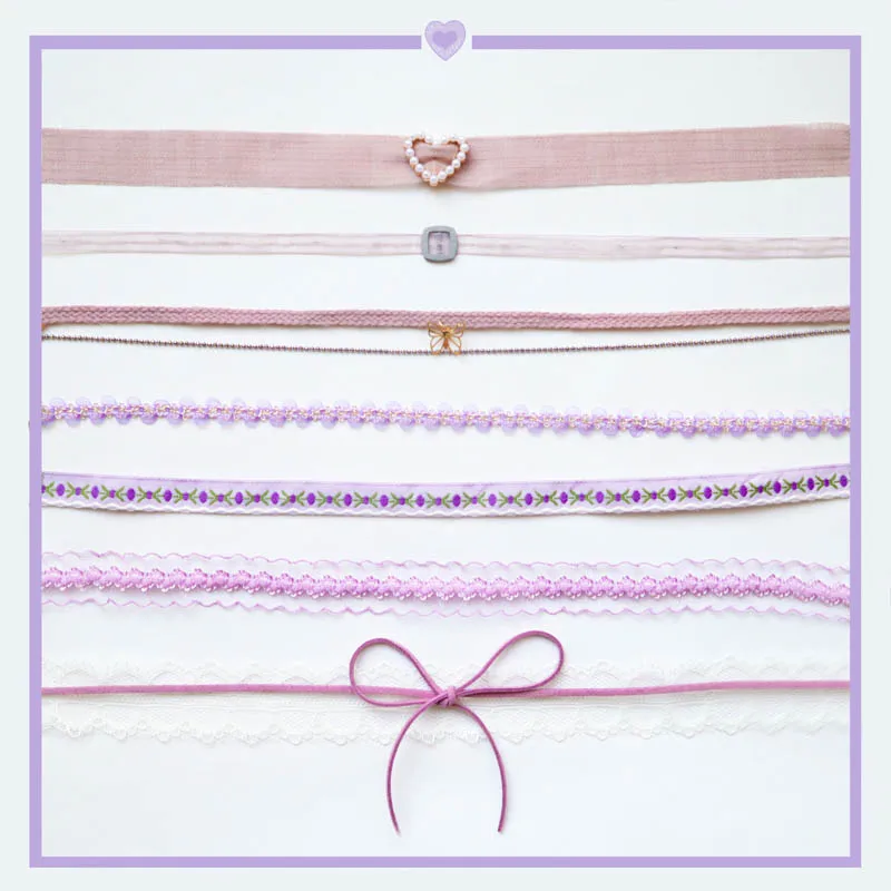 Collier ras du cou violet pour femmes, mode perle dentelle papillon marguerite fleur coeur lune clavicule bijoux accessoire cadeau idéal