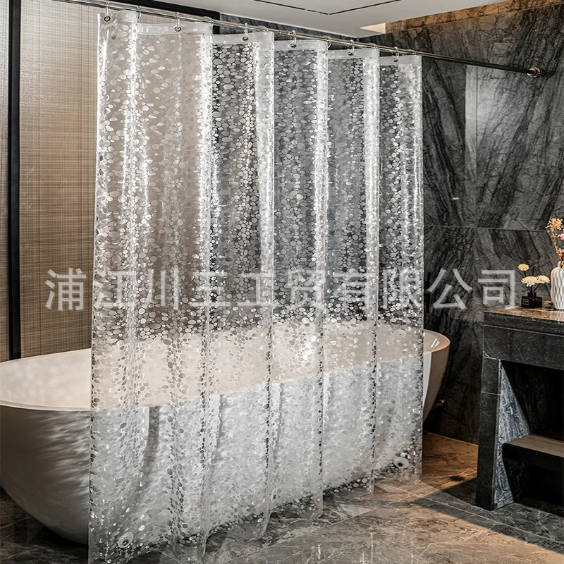 

3D Pebble Pattern Semi Transparent Shower Curtain