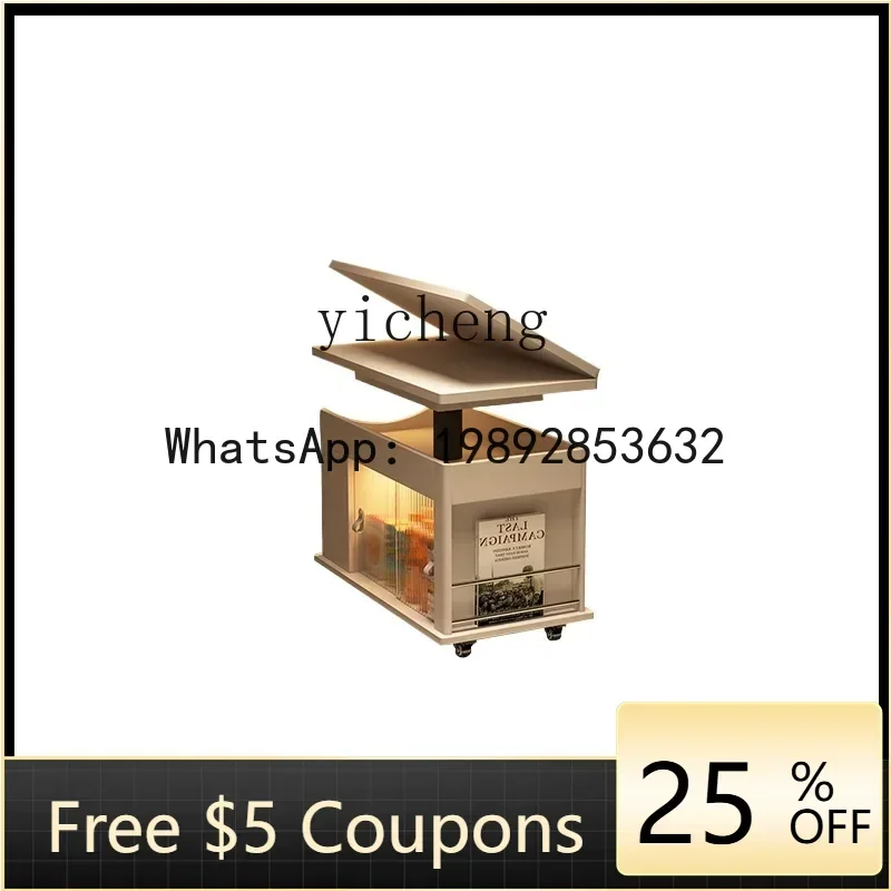 C1  mobile small coffee table solid wood edge table liftable folding trolley tea table living room household sofa side cabinet