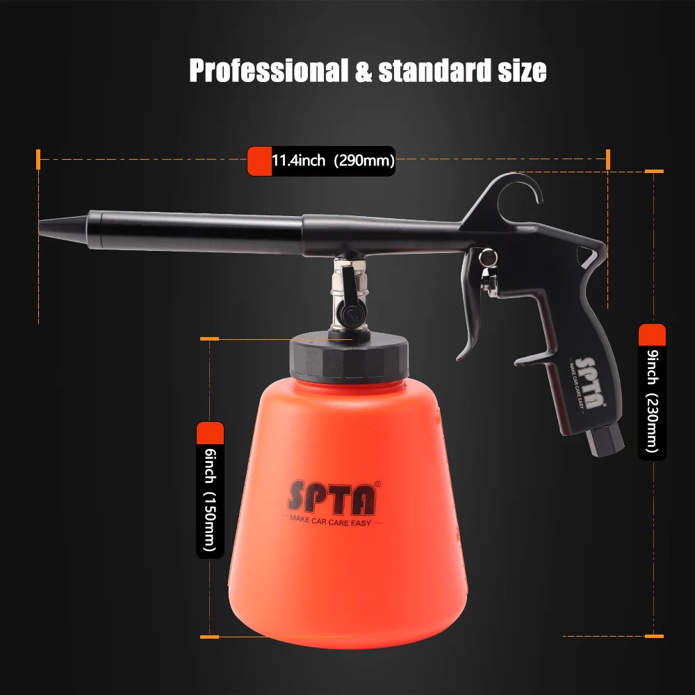 SPTA Long Spout Air High Pressure Foam Gun for Car Detailing Wash Interior Exterior Cleaning Tornado Tool