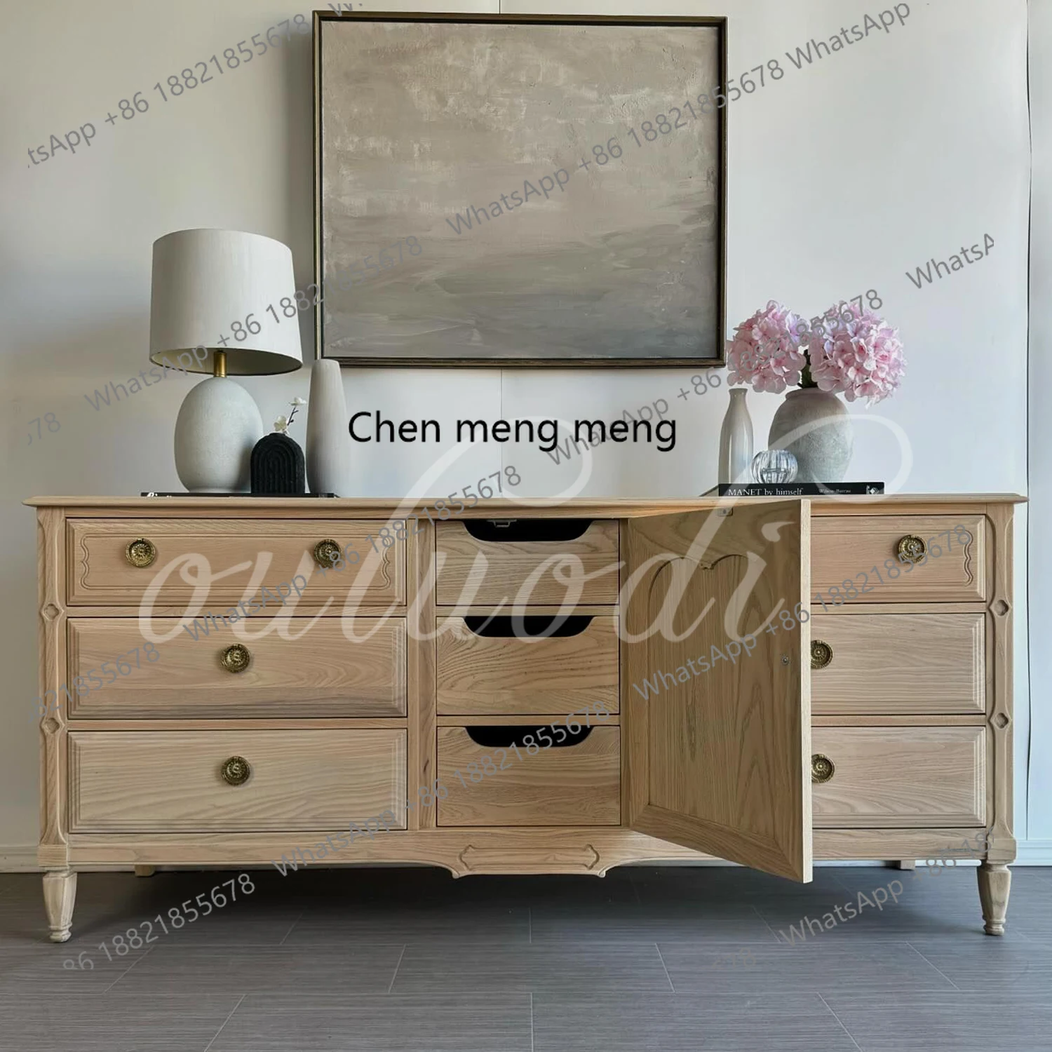 

American solid wood chest living room home decoration cabinet French retro master bedroom locker