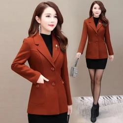 2026 Fashion Short Woolen Coat Female Top New Single-Breasted Casual Spring Autumn Coat Korean Slim Woolen Suit Jacket Outerwear
