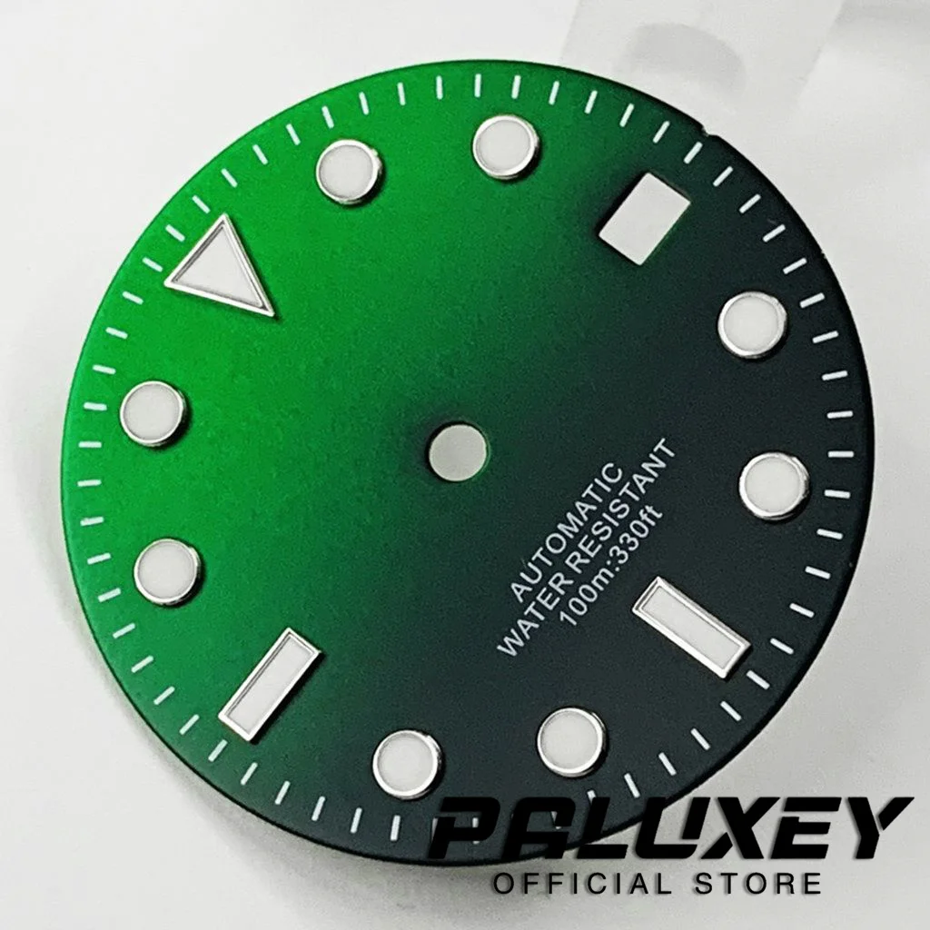 Nh35 29mm Black Yellow Orange Green Watch Dial Green Luminous Watch Faces for NH35 4R35 Movement Replacement Parts